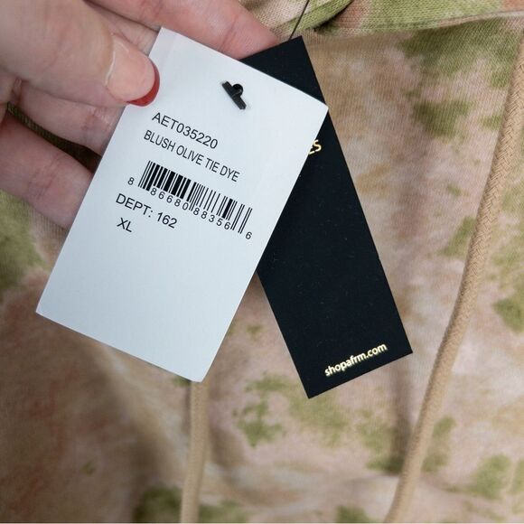 AFRM Womens Size XL Blush Olive Tie Dye Cropped Hoodie NEW Streetwear Casual - Picture 7 of 11